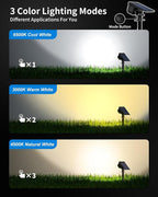 3 Colors Solar Lights Outdoor Waterproof IP65 Outdoor Spot Lights for Yard 52 LEDs 600LM Solar Powered Landscape Spotlights Solar Security Wall Lights for Garden Pathway Outside- 10 Pack