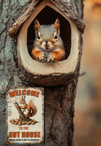 Funny Squirrels Signs Welcome To The Nut House Squirrels Stuff For Indoor Outdoor Decor 12x8 Inches (Orange)