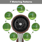 RESTMO Garden Hose Nozzle, Heavy Duty Metal Water Hose Nozzle with 7 Adjustable Spray Patterns, High Pressure Hand Sprayer with Flow Control, Best for Watering Plant & Lawn, Washing Car & Pet, Brown