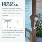 PatioKingdom Auto-Tilt 9FT Patio Umbrella Outdoor with 8 Sturdy Fiberglass Ribs,Market Table Umbrella for Pool,Backyard,Deck and Garden