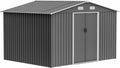 10X8 FT Outdoor Storage Shed, Metal Foundation & Lockable Doors, Tool Shed for Garden, Patio, Backyard, Lawn, Grey