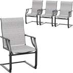 Amopatio Patio Chairs Set of 4, Outdoor Porch Chairs for All Weather, Breathable Garden Outdoor Dining Chairs for Backyard Deck, Grey & White