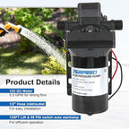 5.0 GPM 12V DC 55 PSI Revolution Water Pump with Pressure Switch Compatible with Camper, RV, Shower, Sprayer