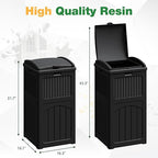 Flamaker 30 Gallon Trash Can, Resin Outdoor Garbage Can with Lid, Waterproof Hideaway Patio Waste Bins for Outside Use (2 Pack, Black)