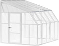Palram Canopia Rion Sun Room 8 Ft. x 10 Ft. Solarium, Lean-to Greenhouse DIY Kit, Attach to House, Large Twin Wall Polycarbonate, 100% UV Protection for Porch, Patio Outdoors with Window Vent (White)
