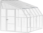 Palram Canopia Rion Sun Room 8 Ft. x 10 Ft. Solarium, Lean-to Greenhouse DIY Kit, Attach to House, Large Twin Wall Polycarbonate, 100% UV Protection for Porch, Patio Outdoors with Window Vent (White)