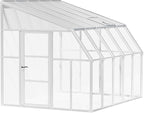 Palram Canopia Rion Sun Room 8 Ft. x 12 Ft. Solarium, Lean-To Greenhouse DIY Kit, Attach to House, Large Twin Wall Polycarbonate, 100% UV Protection For Porch, Patio Outdoors with Window Vent (White)