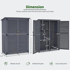 MCombo Outdoor Storage Cabinet, Wooden Storage Shed with Latch, Outside Garden Tool Shed with 2 Doors for Patio Yard Lawn, 1900 (Grey, Large)