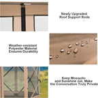 COBlZl 12x12 pop up Gazebo on Clearance Screen Canopy Tent for Camping,Outdoor Instant Stargazing Gazebo,Portable Hub Tent with Removable Sidewalls,Pavilion for Backyard,Khaki