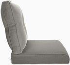Pop 22x25/22x24 Outdoor Cushions for Patio 5 Piece Set - Set of 5 Water-Resistant Replacement Cushion for Wicker Dining Rocking Swivel Chairs Loveseat Couch Sectional Sofa - Grey/Button