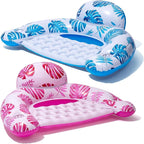 [2025 New Upgraded] Pool Floats for Adult -Floating Lounge Chairs,Inflatable Pool Floats with Cup Holders 2 Repair Patch Suit for Swimming Pools, Beach, Pool Toys,Backyard Party,Lakes（2 Packs