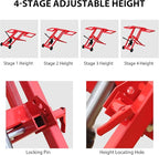 Riding Mower Lift,500 lbs Capacity Lawn Mower Lift Jack with Hydraulic Jack,Foldable Design for Zero Turn Mower Lift and Garden Tractors, Red