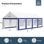 MFSTUDIO 13'x26' Party Tent, Outdoor Heavy Duty Party Tents with Removable Sidewalls, Large Canopy Tent Shelter for Outdoor Events Wedding Birthday, Blue