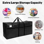 4 Pcs 194 Gallon Large Moving Bags with Zipper and Handles Foldable Storage Duffle Bags Heavy Duty Extra Large Totes for College Dorm Travel Clothes Blankets Bedding Moving (Black)