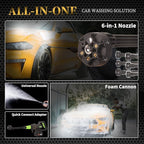 Cordless Pressure Washer with Grip,652 PSI Power Cleaner with 3-Speed Adjustment,6-in-1 Nozzle,21V Rechargeable 4.0Ah Battery High-Pressure Car Washer Gun for Home/Floor/Car Cleaning&Watering