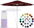 Midtown Umbrellas Push Pop Sunbrella Umbrella 8 Feet Outdoor Umbrella in Burgundy Acrylic Fabric - Patio, Backyard, Garden, Picnic Table & Pool - Black Pole