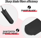 SHARK ATTACK Spade Shovel, 43in Heavy Duty Drain Spade for Digging, Ergonomic No-Slip H-Grip Handles, Oversized Steps and D Handle for Gardening, Land Management, Yard Work, Farming and Transplanting
