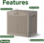 EasyUp 30 Gallon Outdoor Storage Box, Resin Waterproof UV-Resistant Deck Box, Reinforced Stability for Patio, Garden, and Poolside, Rattan Gray