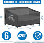 SIRUITON 3-Seat Garden Patio Sofa/Loveseat/Bench Cover 64" W x 26" D x 35" H,Heavy Duty 420D Oxford Waterproof Outdoor Sofa Cover, Lawn Patio Furniture Covers