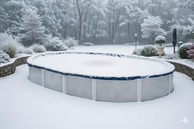 Aboveground Pool Winter Cover, Fits 12’ x 18’ Oval, Solid Blue – Includes Winch and Cable for Easy Installation – Superior Strength & Durability, Treated for UV Protection, WC1218OV