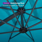 PURPLE LEAF 11 FT Square Patio Umbrella with Base Included Large Outdoor Offset Umbrella with 360-degree Rotation Cantilever Umbrella for Garden Deck Backyard Pool Turquiose