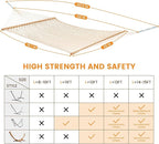 Lazy Daze Hammocks Double Rope Hammock, 2 Person Traditional Outdoor Hand Woven Cotton Rope Hammock with Spreader Bar, Chains, Tree Straps for Patio Yard - Max 450 Lbs, Natural