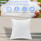 16x16 Inch Outdoor Throw Pillow Inserts, Pack of 2 - Premium Water-Resistant Decorative Pillows Stuffer for Patio Furniture,Sofas,Chairs &Porch Swing - White