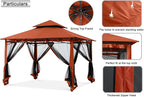 MASTERCANOPY Outdoor Garden Gazebo for Patios with Stable Steel Frame and Netting Walls (11x11,Rust Red)