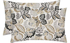 RSH DECOR: Lumbar Throw Pillows Set of 2 | 20” x 12" | All-Weather Spun Fabric | Water and Fade-Resistant | Outdoor Support Pillows for Patio Furniture | Dailey Pewter Floral Scroll