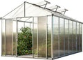 Greenhouse Rubin 7 Aluminum Frame 8.6 x 14.6 ft with Approx. 10 mm Polycarbonate Panels - with 2 Extra Skylights and 2 Automatic Window Openers