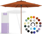Midtown Umbrellas The Wooden 8 Feet Patio Umbrella With Terylast Terracotta (Dark Orange) Polyester Fabric - Aluminum Frame Market Umbrella For Backyard, Deck, Garden, Pool - Wooden Pole