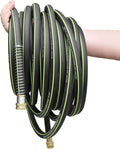 Rubber Garden Water Hose 50ft, 5/8" Leak Proof Garden Hose with Brass Connector, Flexible Hose Pipe for Lawn, Watering Cleaning & Washing