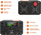 Power Inverter 3000 Watt, Car/Outdoor 12V DC to 110V AC Converter, with LED Display, Dual AC Outlets, USB Port, Dual Smart Fans, Cables Included, Suitable for RV, Outdoor, Camping, Boat, Emergency