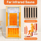 Home Far-Infrared Sauna Cabin Crafted from Canadian Hemlock Wood 900W Red Light Bluetooth Speaker Single-Person Indoor Model Dimensions: 28.35 × 32.28 × 61.42 inches