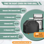 Grill Cover 60 Inch - Superior BBQ Cover for Weber Genesis 300 Series Gas Grill - 600D Outdoor Barbecue Covers for Weber Genesis ii 300, Dyna-glo, Char-Broil, Nexgrill, Monument and Brinkmann