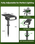 EZVALO Solar Spot Lights Outdoor Waterproof IP67, 3 Lighting Modes Landscape Spotlights, Efficient King-Size LEDs, Solar Powered for Garden Yard Pathway (4Pack-Cool White)