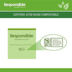 Responsible Products Kitchen Bin Liners, Certified Compostable, Heavy Duty Multipurpose Food Scrap Bags, Made from Compostable Materials (13 Gallon, 13 Gallon (120 Count))
