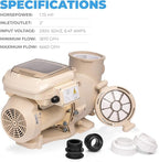 XtremepowerUS 1.5 HP Variable Speed Swimming Pool Pump 230V, In-Ground Pool, 6,660 GPH High Performance Max 1.75HP