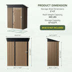 3x5 FT Outdoor Metal Storage Shed, Single Door, 1 Clear Window, Tool Shed for Garden, Patio, Backyard Brown