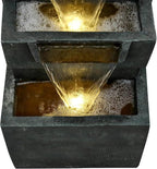 SunJet 39.3inches High Modern Water Fountain – 5-Tier Outdoor/Indoor Water Fountain with Soothing Water Sounds & Warm LED Light, Perfect for Garden, Patio, Home & Office