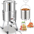ARC 52QT Stainless Steel Stockpot With 200,000BTU Propane Burner, Seafood Boil Pot and Burner with Basket and Steamer Rack, Cookware for Crawfish Crab Shrimp Lobster Boil, Turkey Fryer, Tamale Steamer