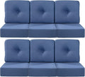 Luxury 22x24/22x25 6-Inch Outdoor Deep Seat Cushions Set of 6 - Comfortable Patio Zipper Chair Cushion for Wicker Wicker Rocking Swivel Chairs Loveseat Couch Sectional Sofa - Navy Blue