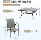 Patio Table and Chairs Set of 8, All-Weather Breathable Textilene Patio Chair with Gourd-Shaped Armrests, 60x60 Square Table with Umbrella Hole, 9 Pcs Metal Frame Patio Dining Set