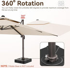 10x13 FT Patio Umbrella, Large Cantilever Rectangular Double Top Heavy Duty Offset Umbrellas with 360° Rotation, Outdoor shade for Garden Deck Pool Patio, Beige