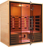 Full Spectrum Infrared Sauna for 4 Person, Indoor Canadian Hemlock Wood Red Light Home Spa Saunas with Upgraded WiFi Control, Speaker, Oxygen bar, Reading & 7-Color Starry Light, 2700W, 220V