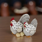 Chicken Family Decorative Sculpture, Indoor/Outdoor Outdoor Garden Statue,Rooster, Hen, Chick Garden Sculpture,Rustic Hen Statue