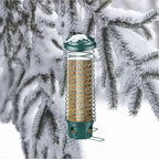 LCSEVEN Bird Feeder for Outdoors Squirrel Proof Bird Feeders for Outside Hanging, Metal Wild Bird Seed Feeders for Bluebird, Cardinal, Finch, Sparrow, Blue Jay, 4 Ports, Chew-Proof, Weather-Resistant