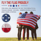 American Flag - Heavy-Duty US Flag - Embroidered Stars - Nylon USA Flag Built for Outdoors - Sewn Stripes - UV Protection - Brass Grommets (12x18 ft)