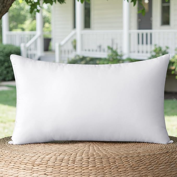 MIULEE Outdoor Pillows 12x20 Pillow Insert Throw Pillow Insert, Water-Resistant Premium Outdoor Pillow Stuffer Sham Rectangle for Couch Sofa Patio Furniture Cushion Porch Swing
