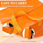 4 Pcs 24 Gallon Large Moving Bags with Zipper and Handles Foldable Storage Duffle Bags Heavy Duty Extra Large Totes for College Dorm Travel Clothes Blankets Bedding Moving (Jelly Orange)